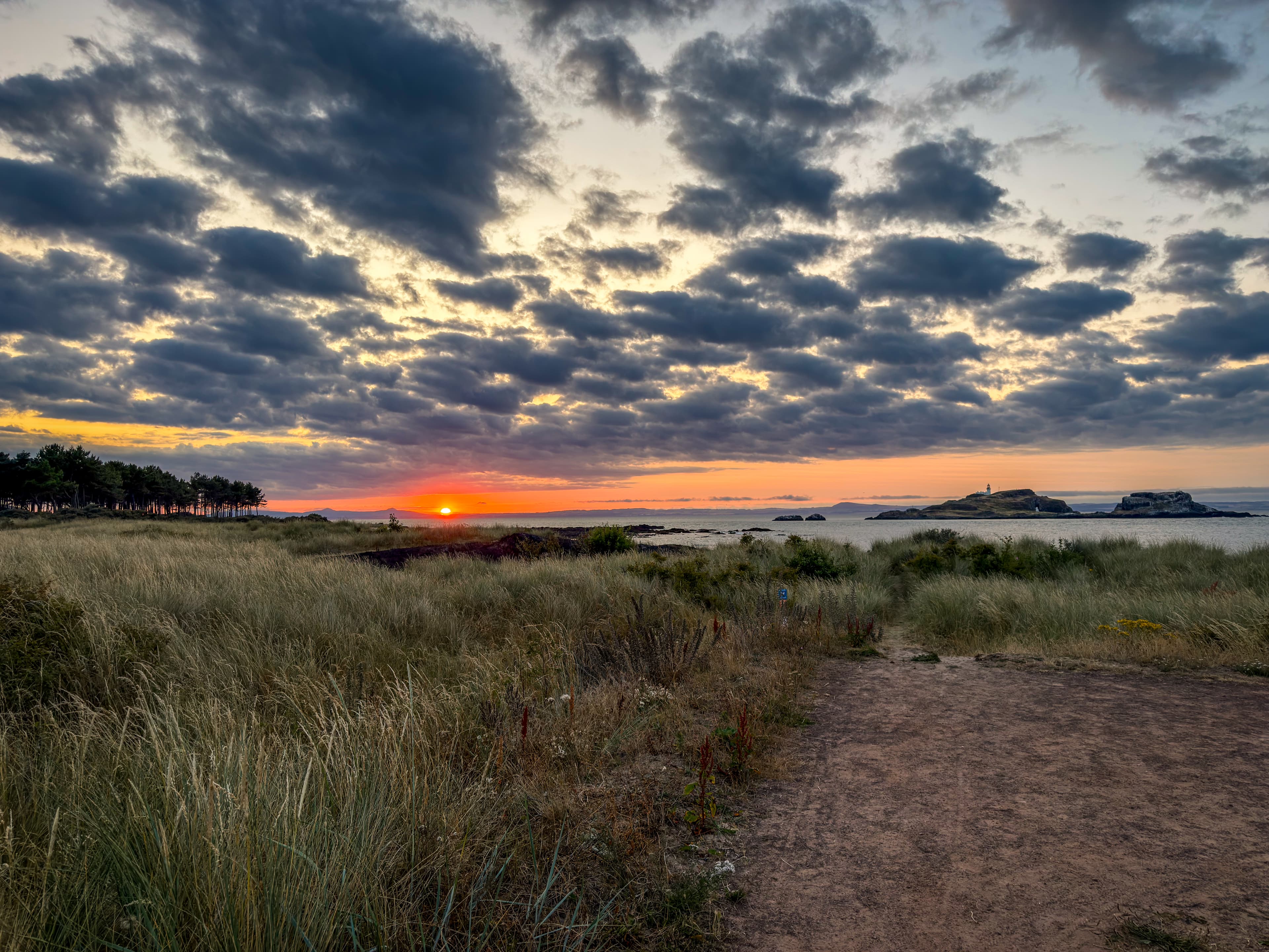 Sunset over Fidra from the dunes at Yellowcraig.