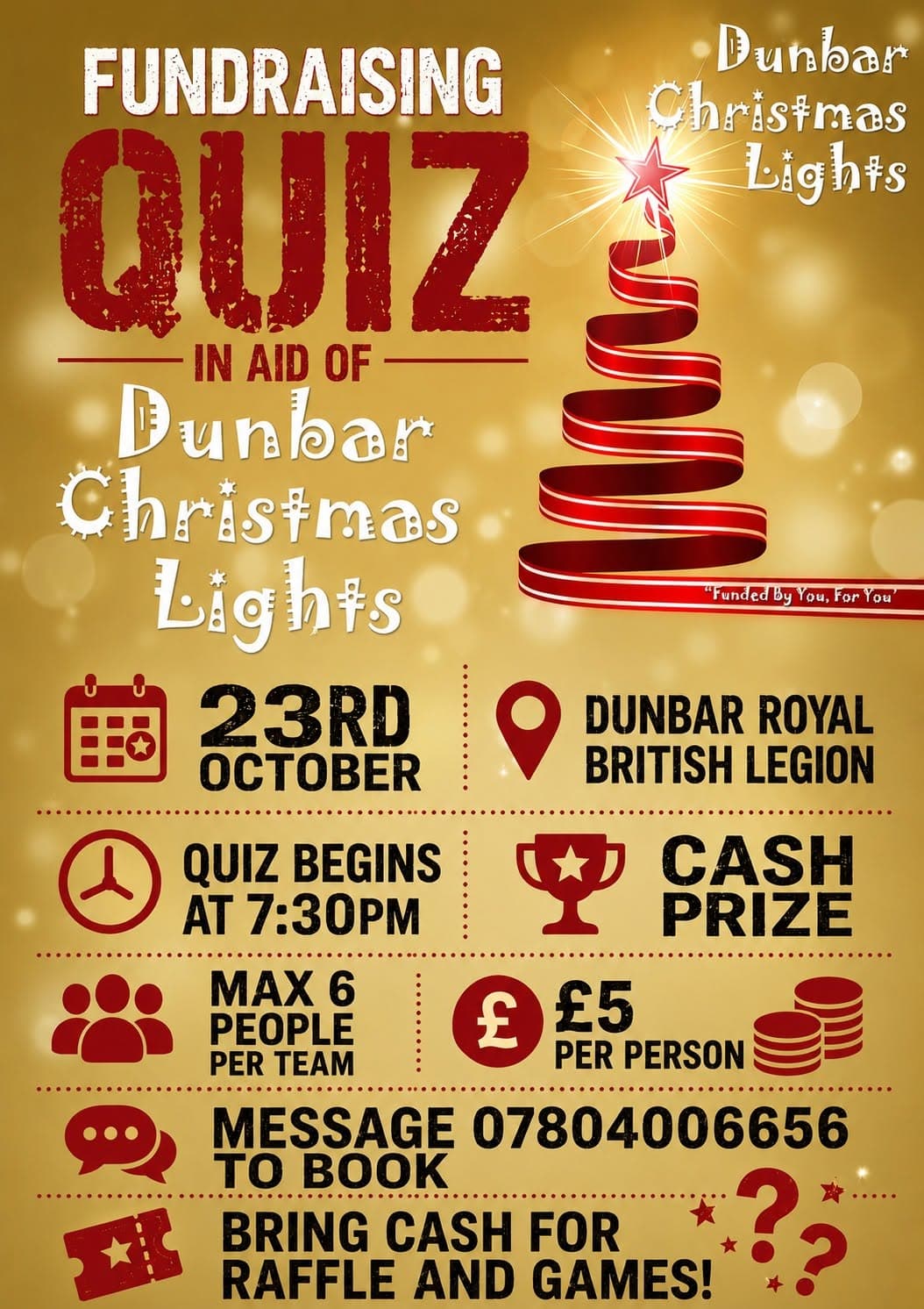 Dunbar Christmas Lights Fundraising Quiz, Royal British Legion, Dunbar