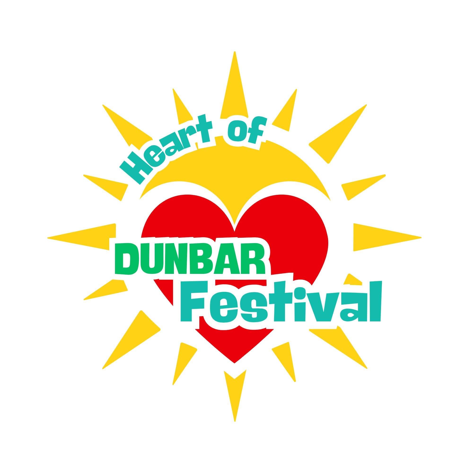 Heart of Dunbar Festival logo with a red heart and yellow sun