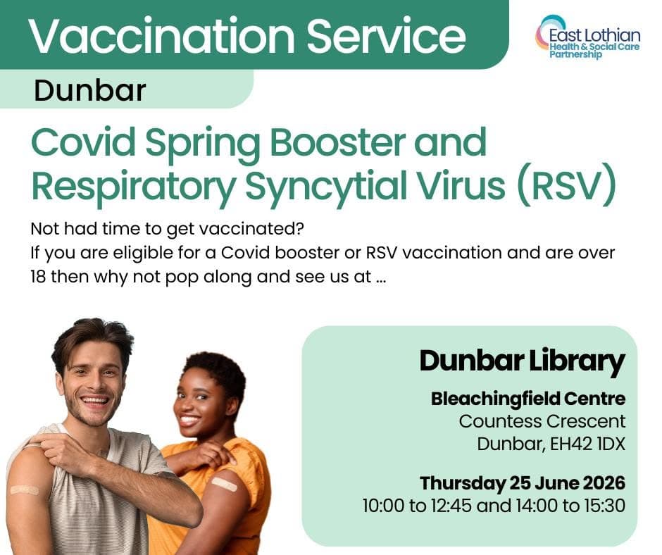 Vaccination Service (pm) @ Dunbar Library, The Bleachingfield Centre, Dunbar