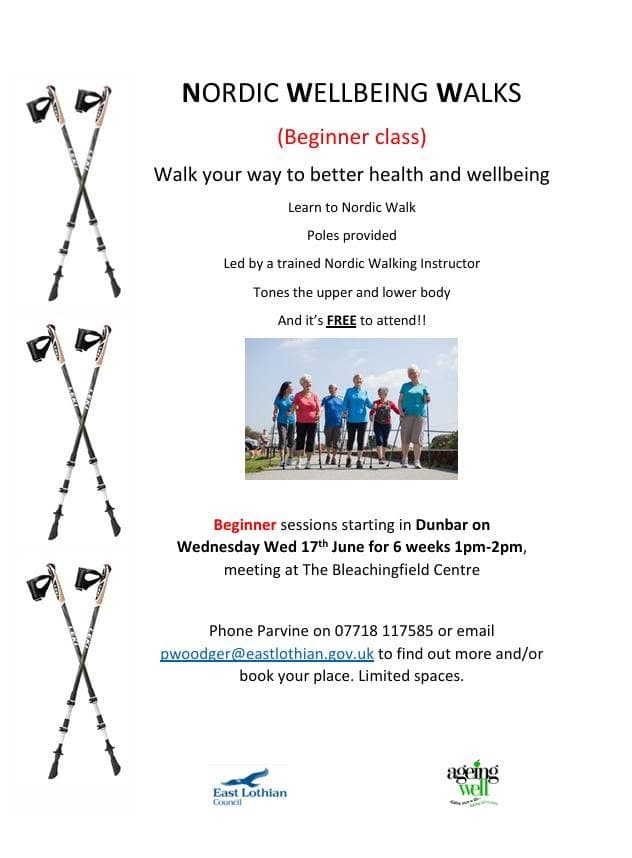 Nordic Wellbeing Walk (Ageing Well EL), The Bleachingfield Centre, Dunbar