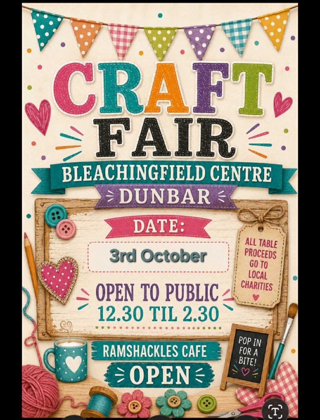 Craft Fair @ Bleachingfield, The Bleachingfield Centre, Dunbar
