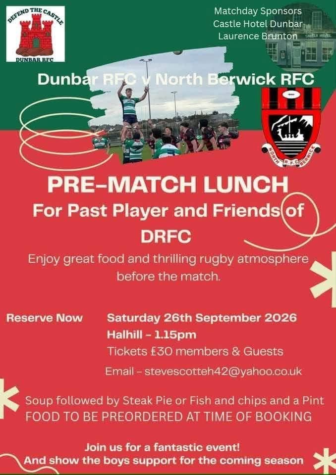 Dunbar RFC Pre-Match Lunch, Hallhill Sports Centre, Dunbar