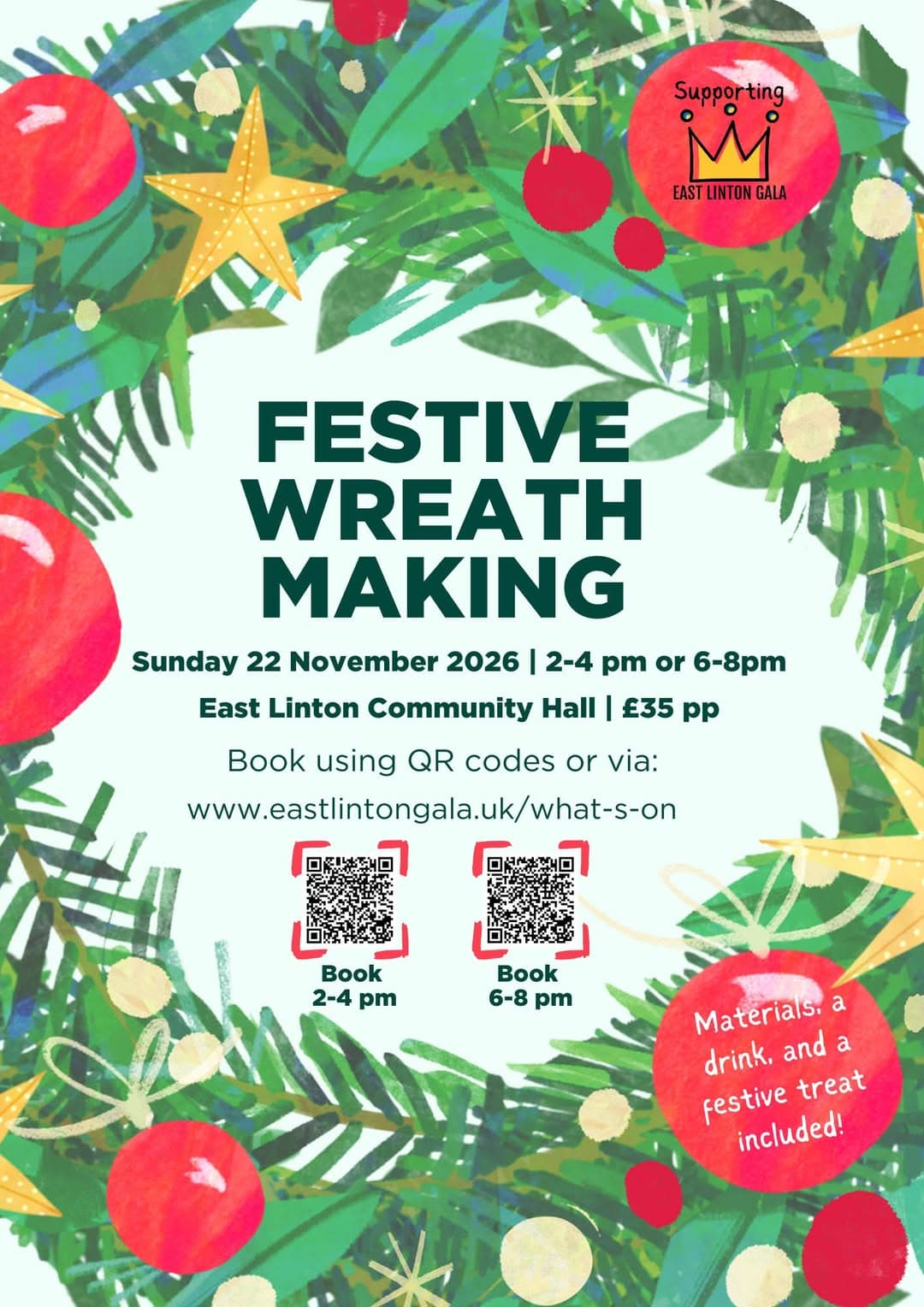 Festive Wreath Making @ East Linton, East Linton Community Hall, East Linton
